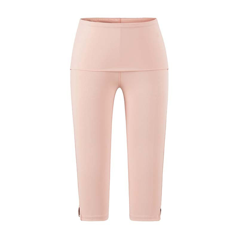 Women's capri leggings with high fold-over waistband, shaping effect and side leg slit Mune Fashion