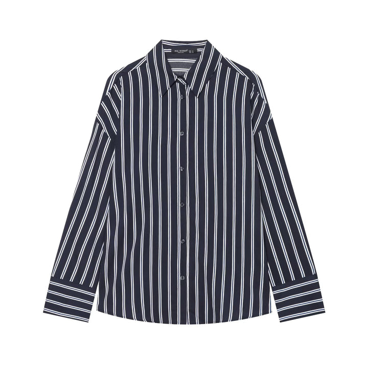 Women's oversized shirt blouse with drop sleeves, Kent collar and continuous button placket Mune Fashion