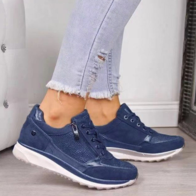 Women’s sneakers with wedge sole, zipper and metallic details Mune Fashion