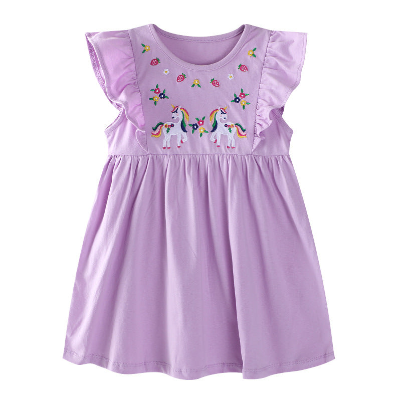 Girl dress with enchanting unicorn embroidery Mune Fashion