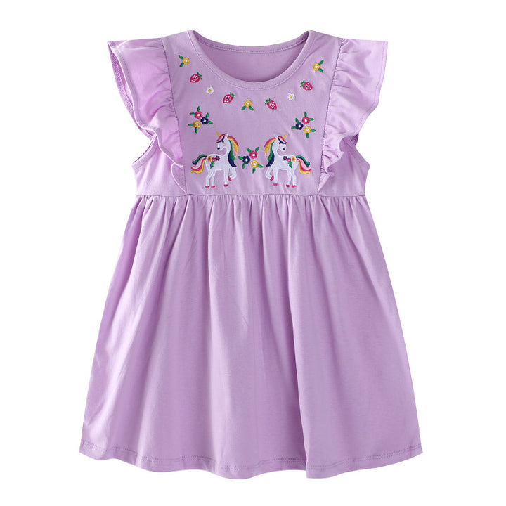 Girl dress with enchanting unicorn embroidery Mune Fashion