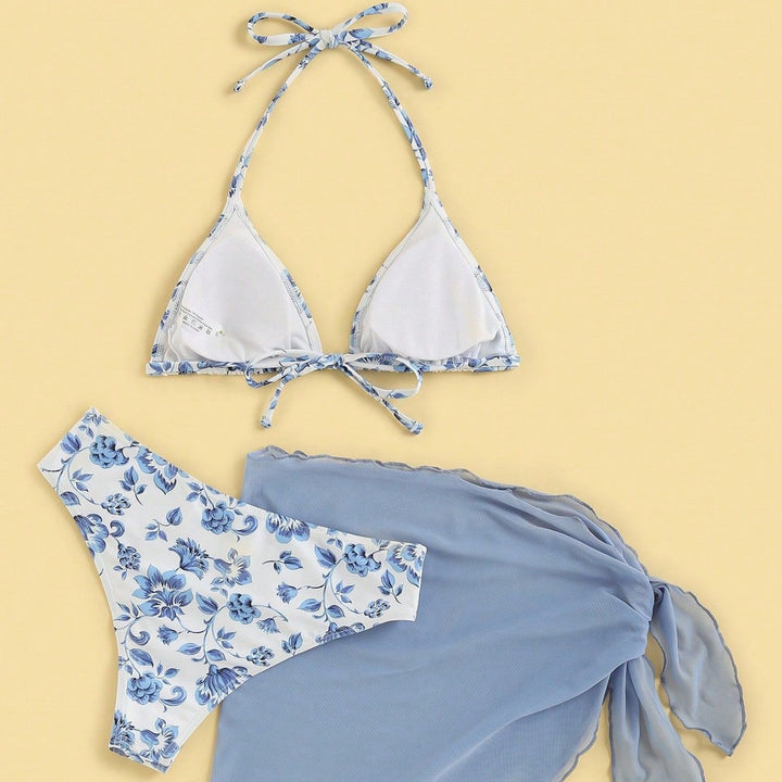 Ladies triangle bikini with elegant wrap skirt Mune Fashion
