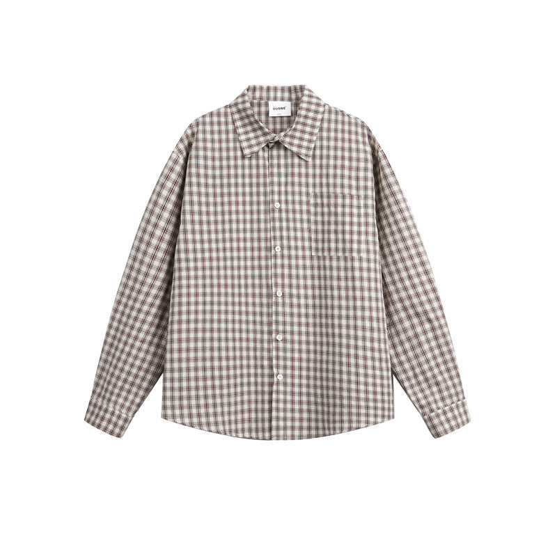 Unisex Checkered Relaxed Button Shirt made of Brushed Cotton with Chest Pocket Mune Fashion