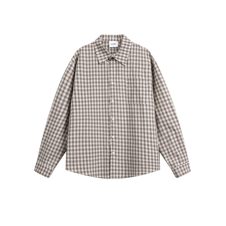 Unisex Checkered Relaxed Button Shirt made of Brushed Cotton with Chest Pocket Mune Fashion