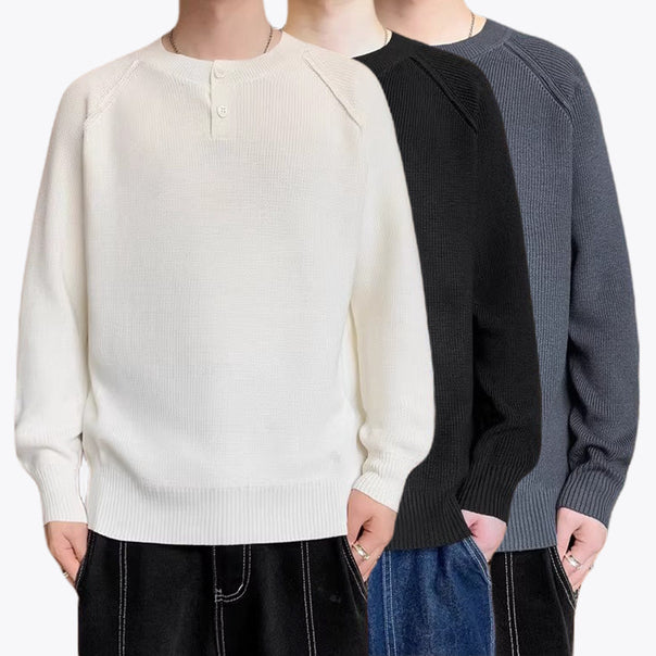 Men's chunky knit sweater with button details Mune Fashion