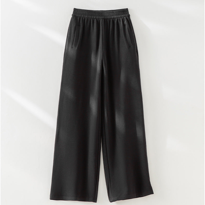 Women Wide Comfort Pants with High Elastic Waistband and Side Pockets Mune Fashion