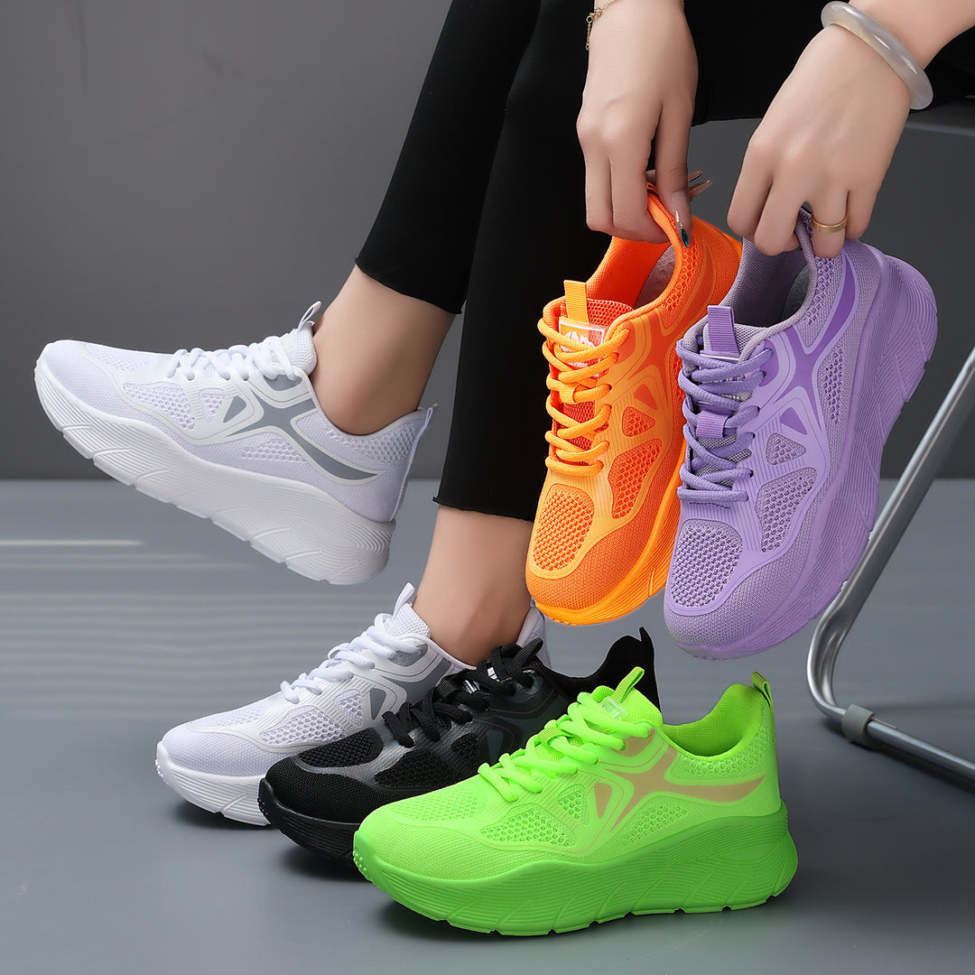 Ladies seamless performance walking sneaker with breathable knit upper, reinforced toe cap and extra high cushioning platform sole Mune Fashion