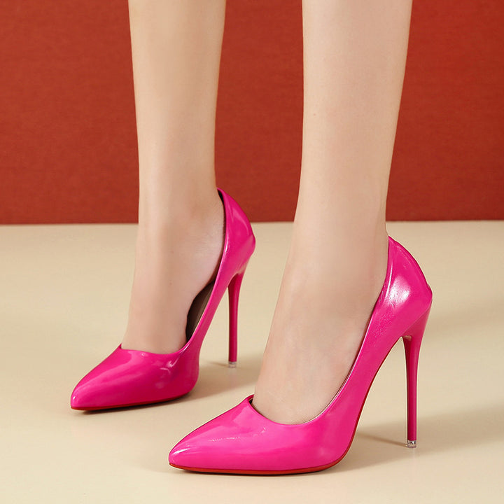 Women's elegant patent pumps with pointed toe, high stiletto heel, and padded insole Mune Fashion