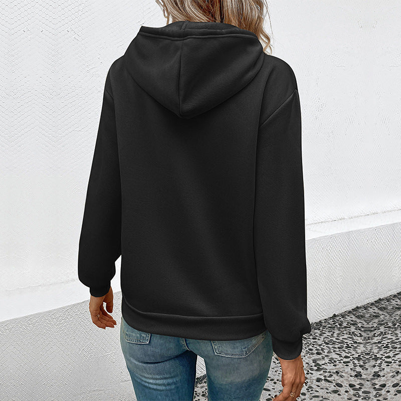 Women's hoodie with cartoon cat motif, kangaroo pocket and soft lining Mune Fashion