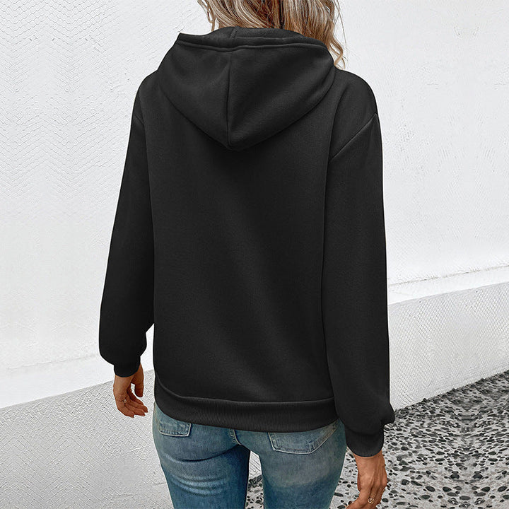 Women's hoodie with cartoon cat motif, kangaroo pocket and soft lining Mune Fashion