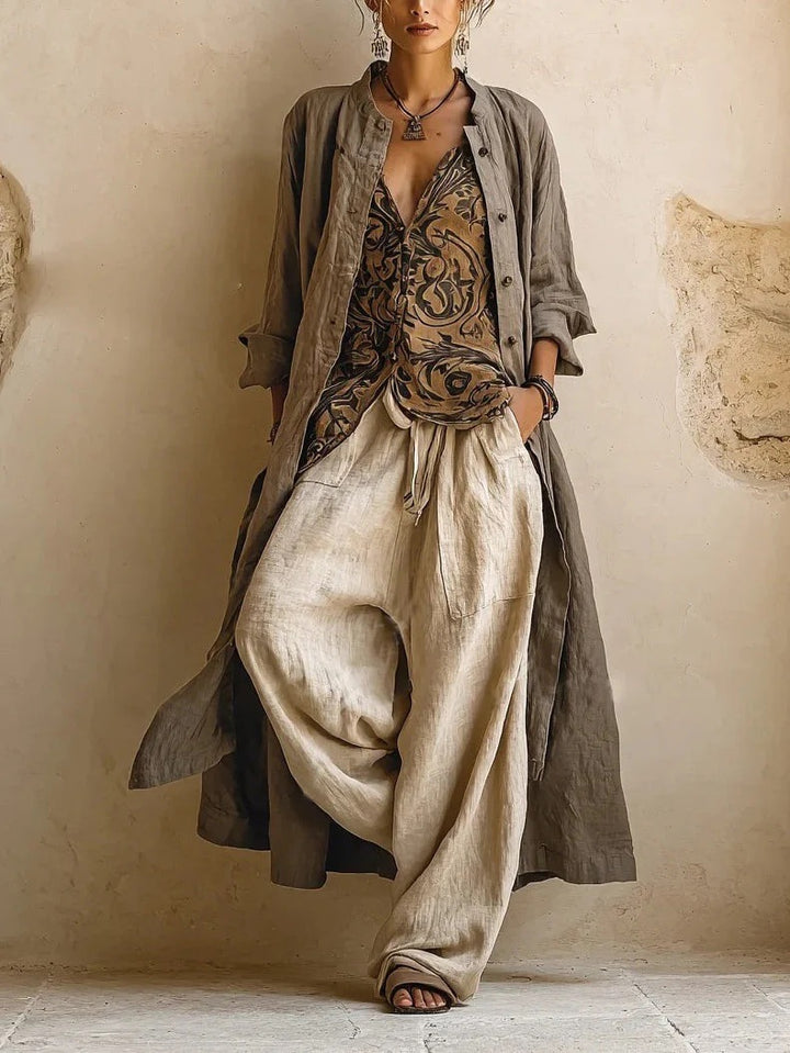 Women Casual Linen Pants with High Waist Mune Fashion