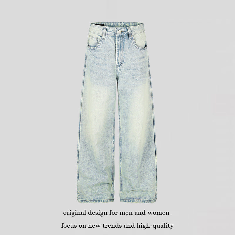 Women High-waisted Wide Jeans in Palazzo Cut with Wide Leg and Washed Look Mune Fashion