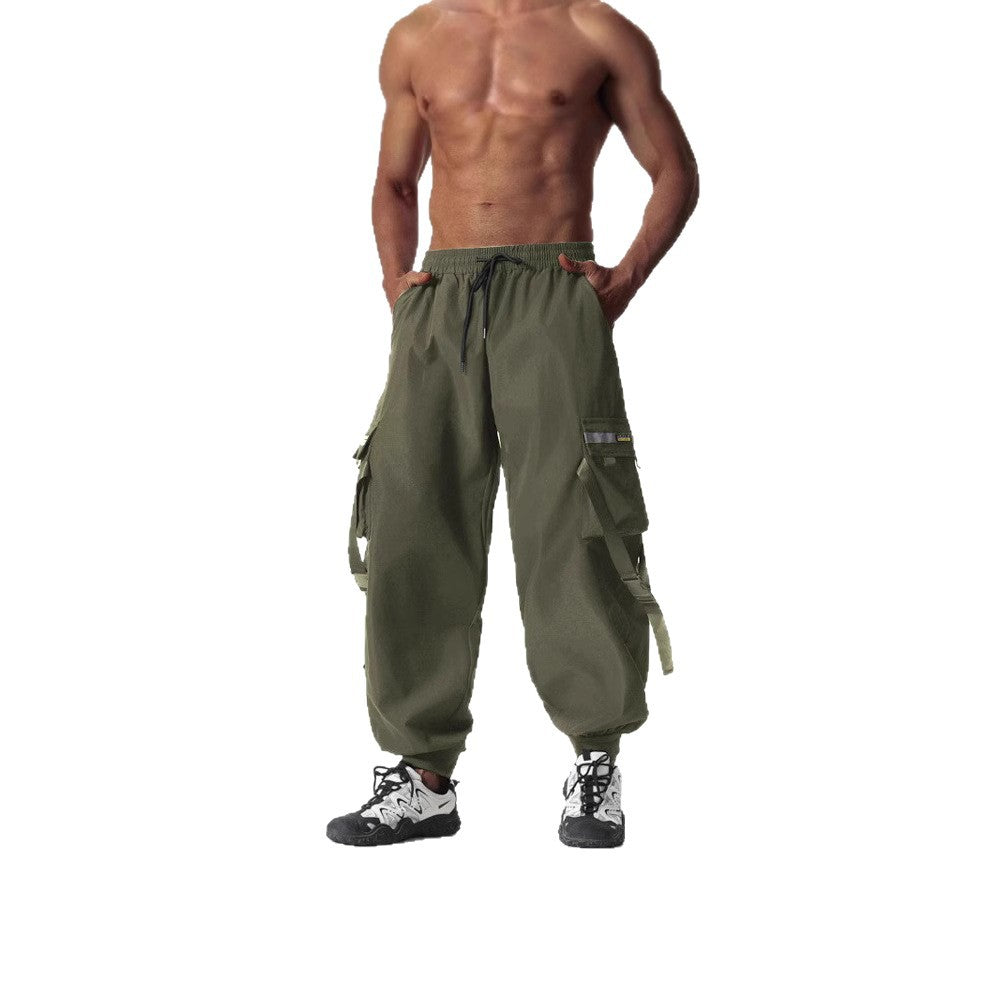 Men's Utility Cargo Jogging Pants with Drawstring, Leg Straps & Multiple Pockets Mune Fashion