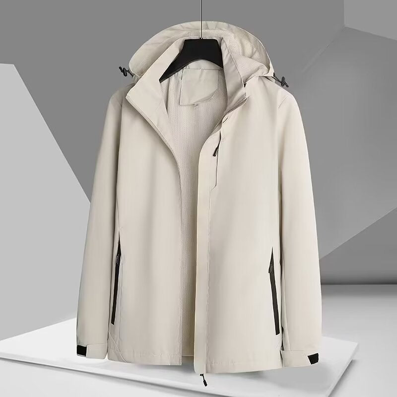 Men's Wind and Water-Resistant Softshell Jacket with Hood, Breathable Membrane, and Concealed Zipper Mune Fashion