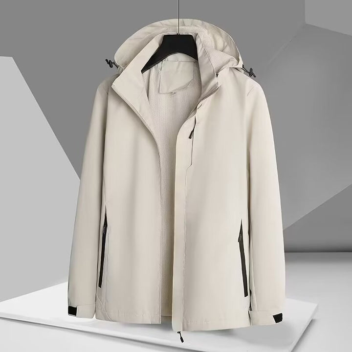 Men's Wind and Water-Resistant Softshell Jacket with Hood, Breathable Membrane, and Concealed Zipper Mune Fashion