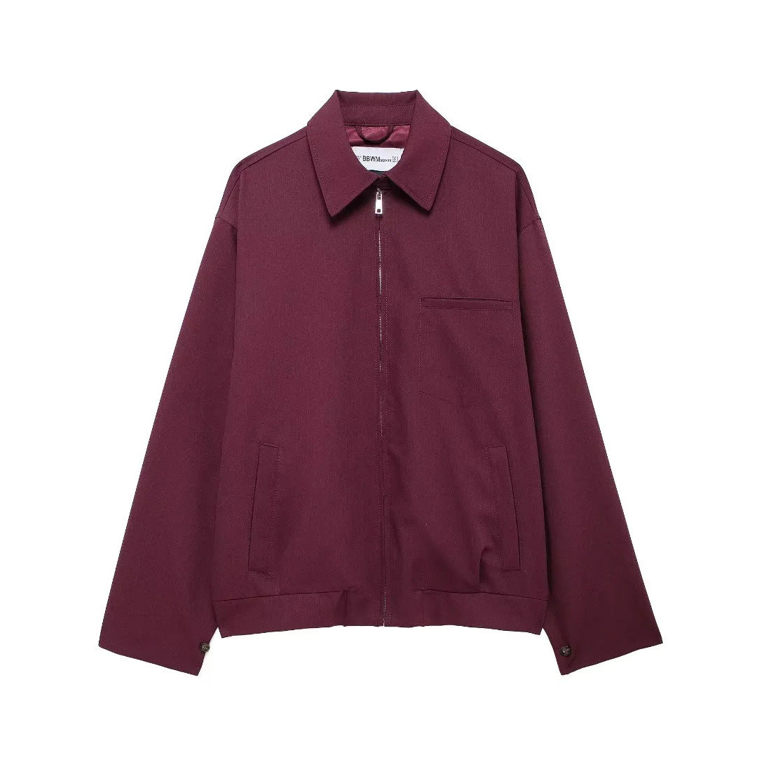 Men's nan minimalist Harrington jacket with full zip, shirt collar, and chest pocket Mune Fashion
