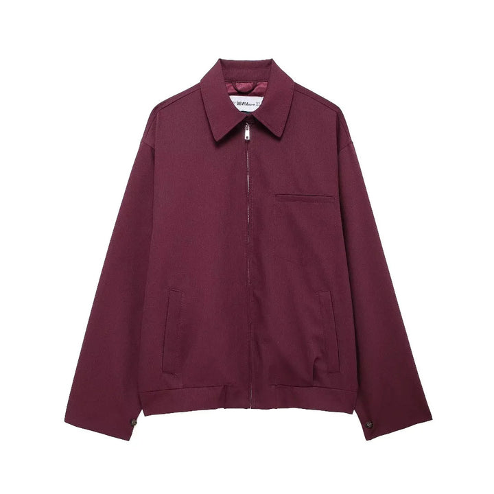 Men's nan minimalist Harrington jacket with full zip, shirt collar, and chest pocket Mune Fashion
