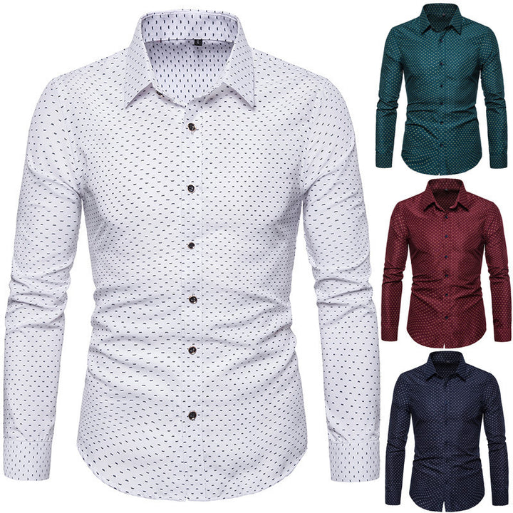 Men's patterned tailored long-sleeve shirt with Kent collar and stretch Mune Fashion