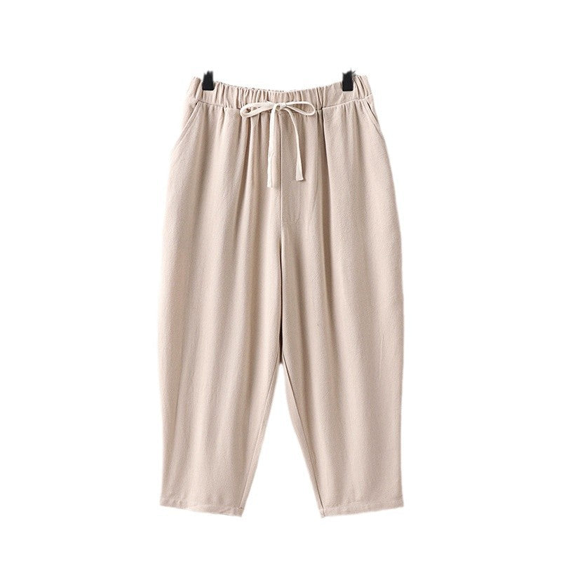 Women Casual Jogging Pants with Drawstring and Wide Leg Mune Fashion