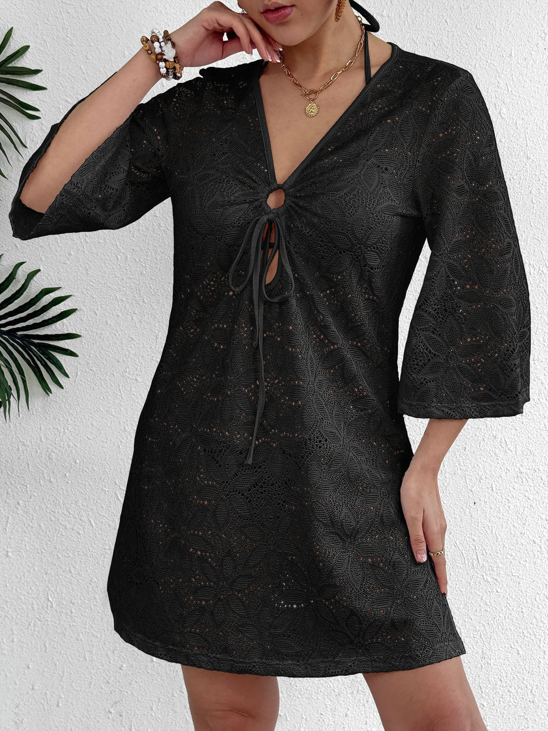 Women’s Crochet Beach Dress with Deep V-Neck Mune Fashion