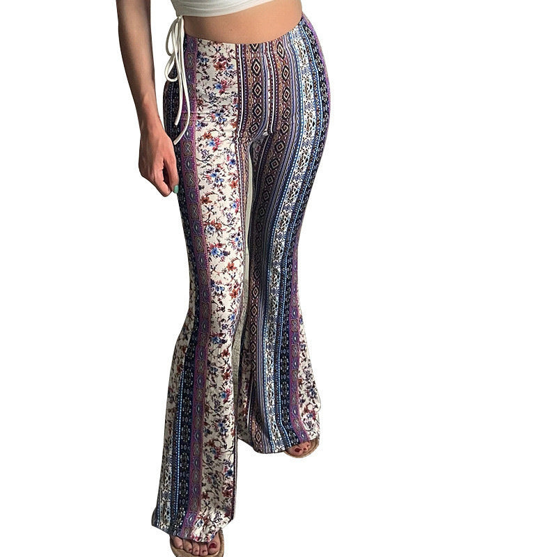 Women's flared floral print high waist trousers Mune Fashion