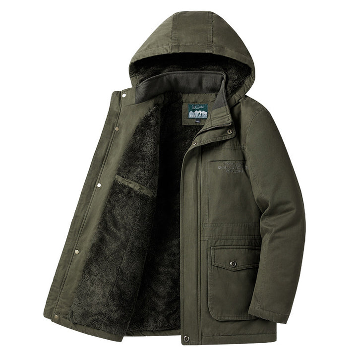 Men's parka with teddy lining, hood and sturdy canvas outer layer Mune Fashion