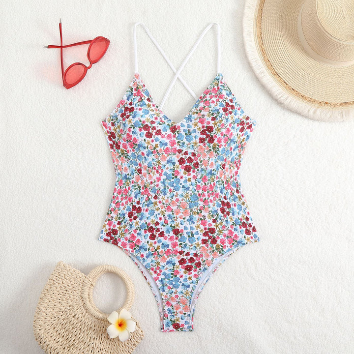 Women's triangle bikini with playful check pattern and narrow ties Mune Fashion