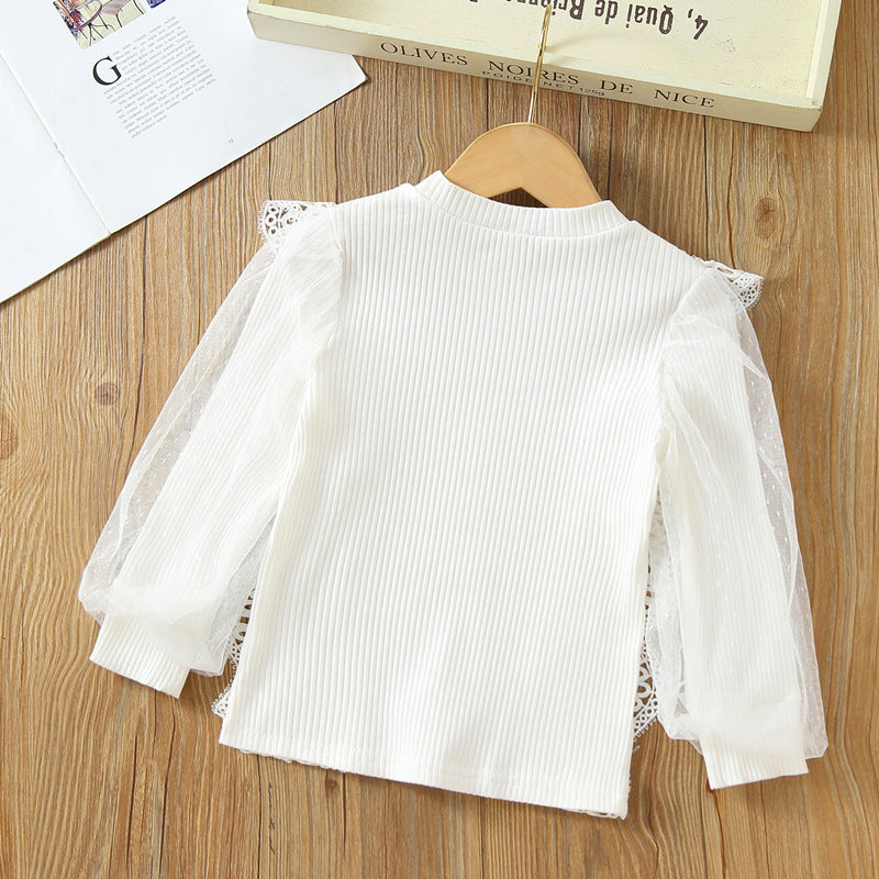 Girls sweatshirt with romantic ruffled sleeves Mune Fashion