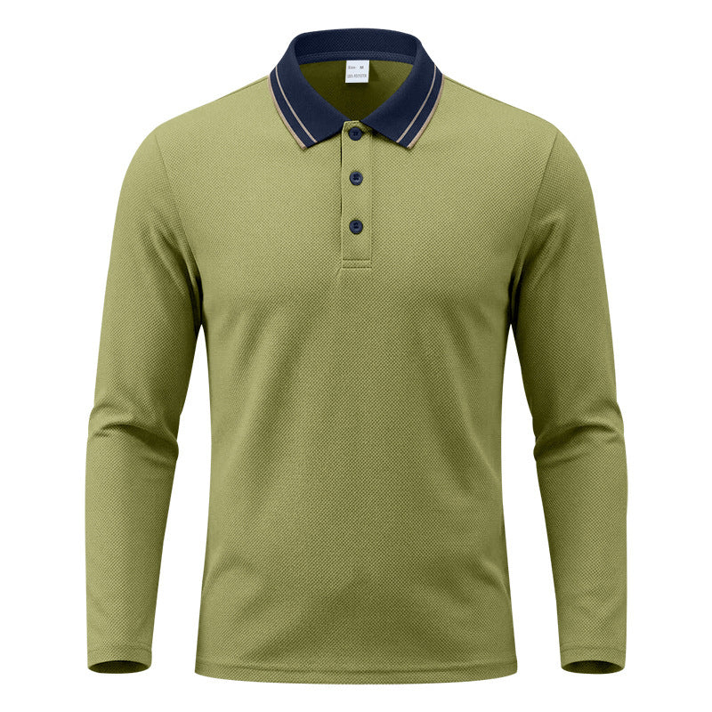 Men's long sleeve polo made of structured piqué cotton blend with contrast collar Mune Fashion