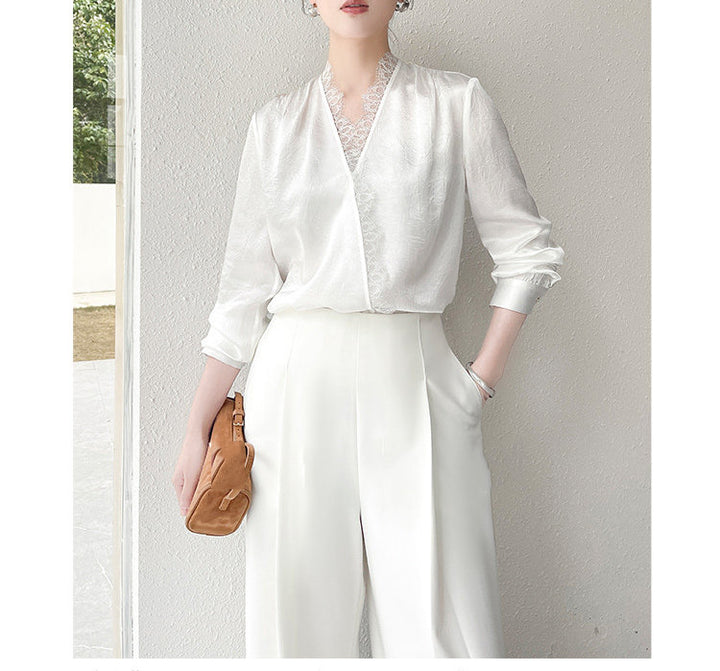 Women Elegant and sophisticated blouse with lace collar Drune