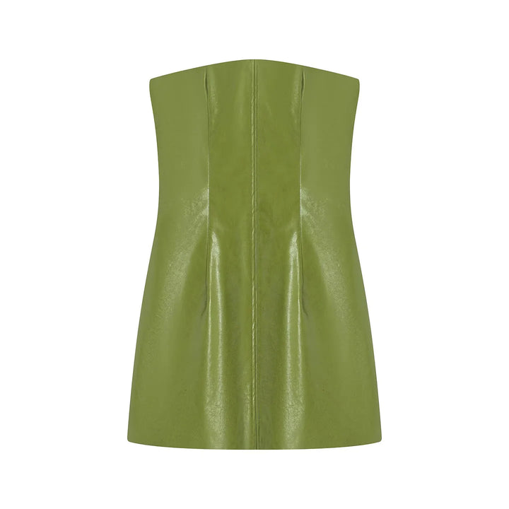 Women's tailored faux leather two-piece set jacket with high stand-up collar and pencil skirt Mune Fashion