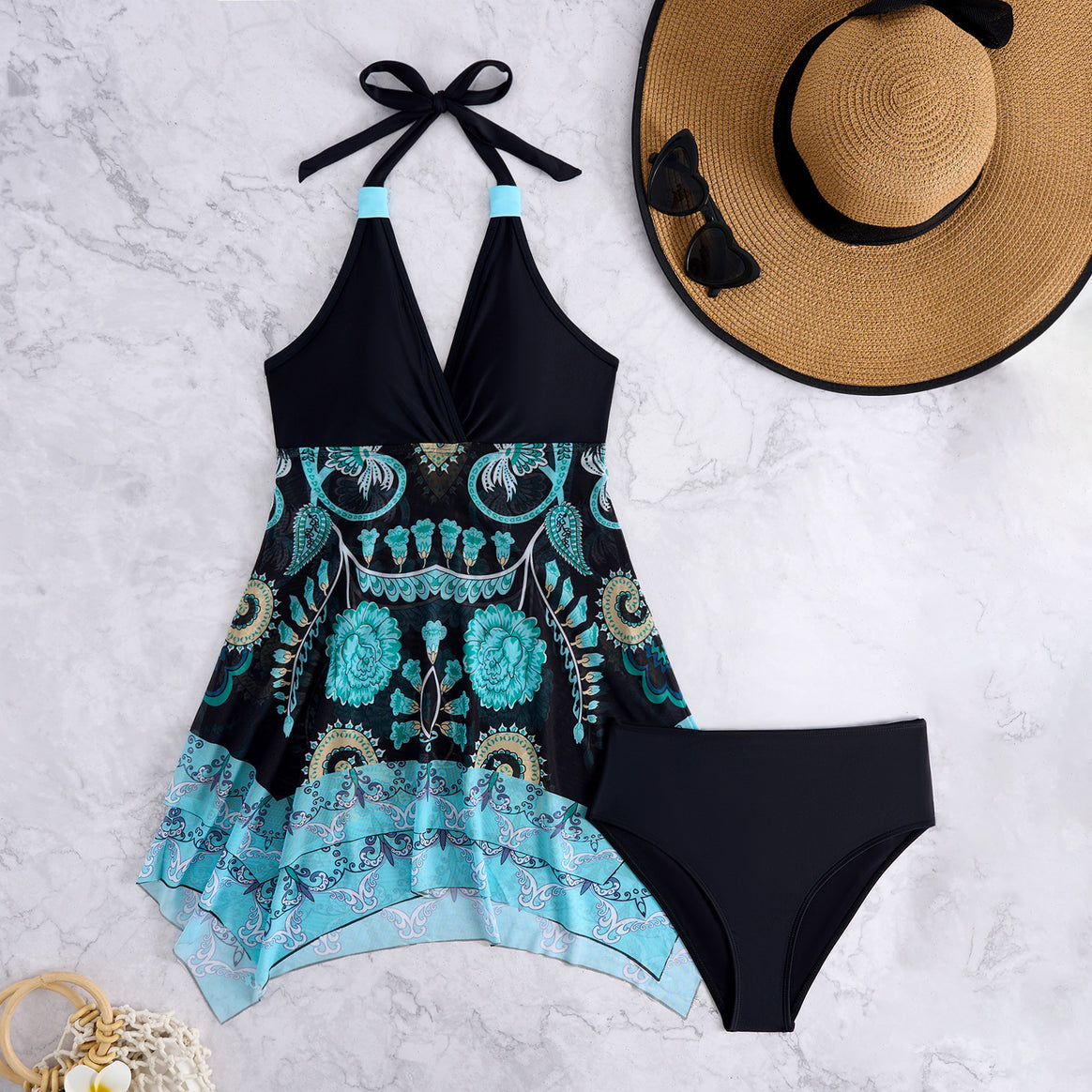 Women's swimsuit with playful wrap design and elegant floral print Mune Fashion