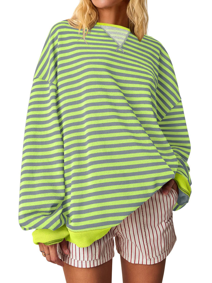 Women Oversized Striped Sweatshirt