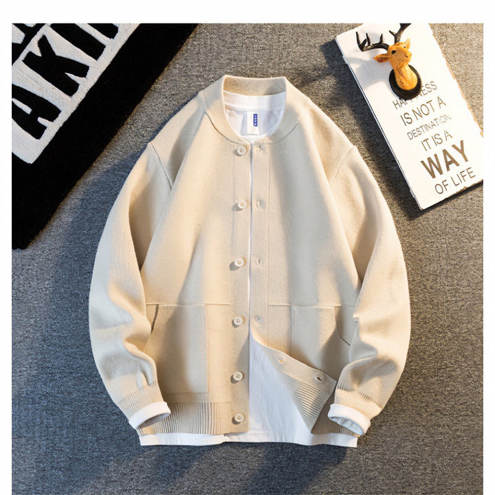 Unisex Fine Knit Cardigan with Round Neck, Patch Pockets and Ribbed Cuffs Mune Fashion