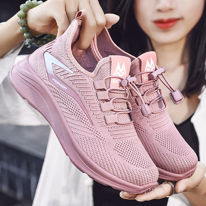 Ladies' lightweight knit sneakers with quick closure, breathable sock construction and shock-absorbing EVA sole Mune Fashion