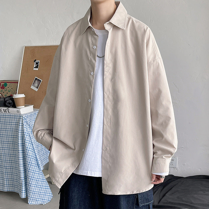 Men's lightweight overshirt shirt jacket made of cotton blend with concealed button placket, dropped shoulder and rounded hem Mune Fashion