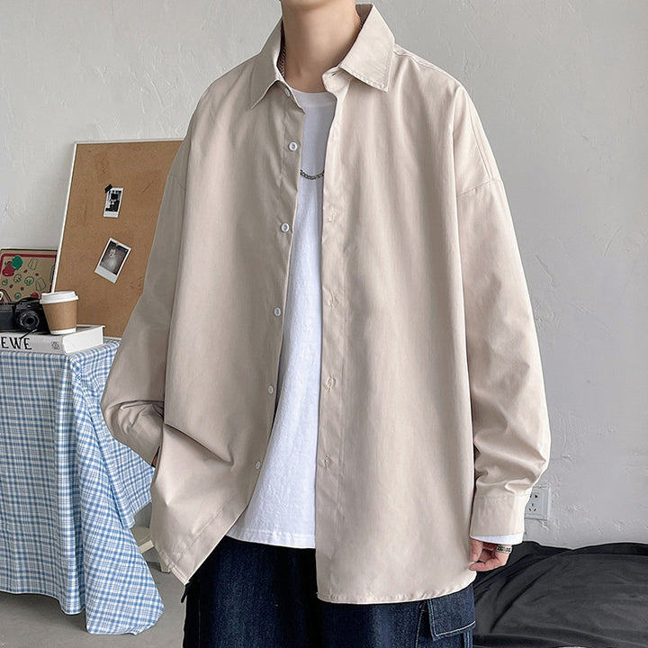 Men's lightweight overshirt shirt jacket made of cotton blend with concealed button placket, dropped shoulder and rounded hem Mune Fashion