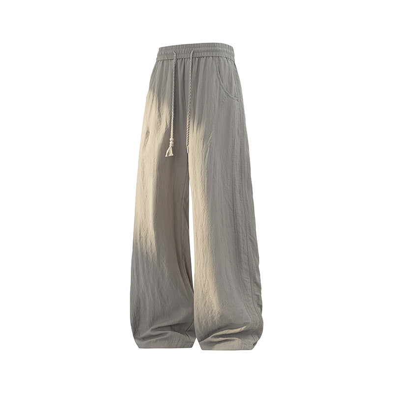 Damen Weite Leinen-Ballonhose mit Tunnelzugbund und Seitentaschen Mune Fashion