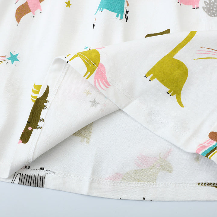 Girls' casual dress with playful dinosaur and unicorn motifs Mune Fashion
