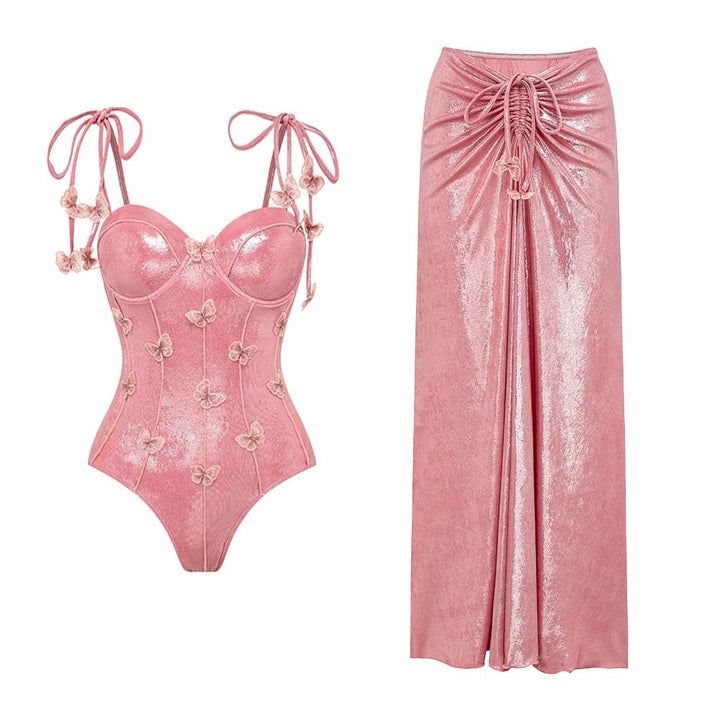 Women's swimsuit with off-shoulder design and elegant skirt Mune Fashion