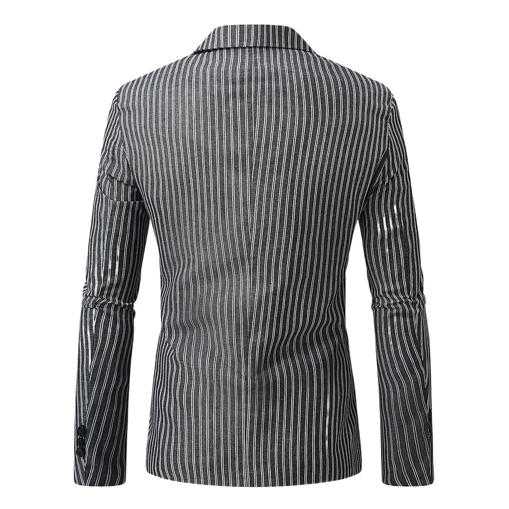 Men's nano striped Slim-Fit blazer with narrow lapels and single-button Mune Fashion