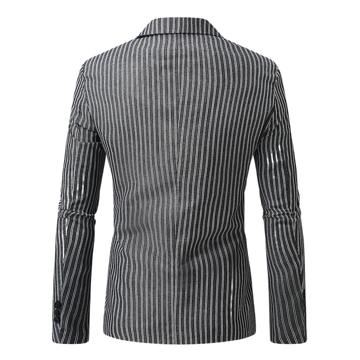 Men's nano striped Slim-Fit blazer with narrow lapels and single-button Mune Fashion