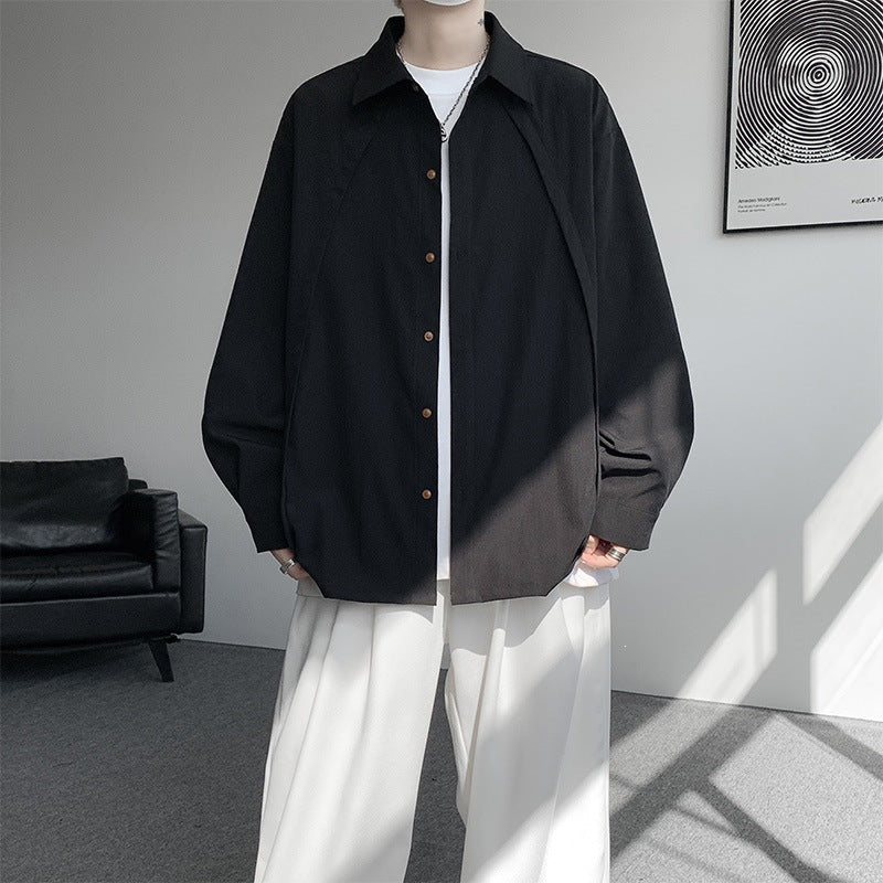 Men's Oversized Shirt Jacket made of lightweight cotton blend with straight cut & button placket Mune Fashion