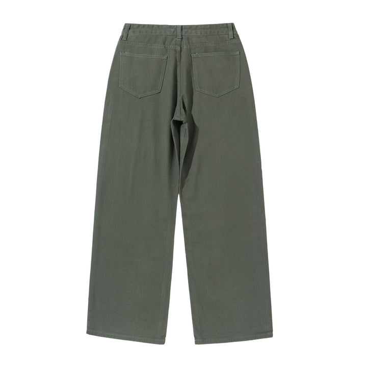 Women's Wide Cropped Pants with High Waist, Straight Leg and Five-Pocket Design Mune Fashion