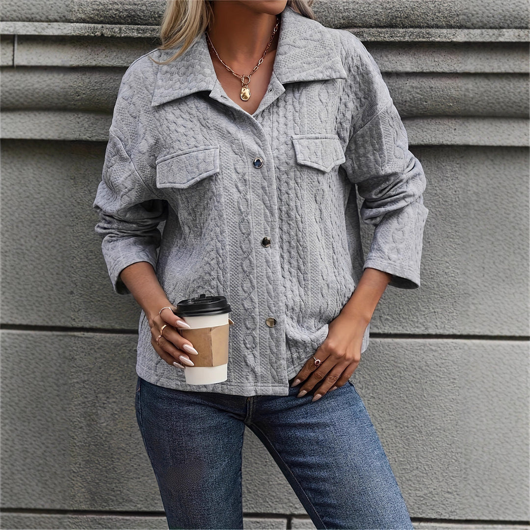 Women's Structured Quilted Shirt Jacket with Flap Pockets Mune Fashion