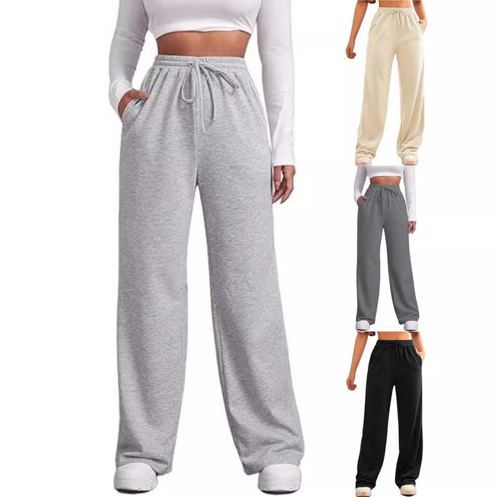 Women's flowing Relax palazzo pants with high comfort waistband, drawstring and side slip pockets Mune Fashion