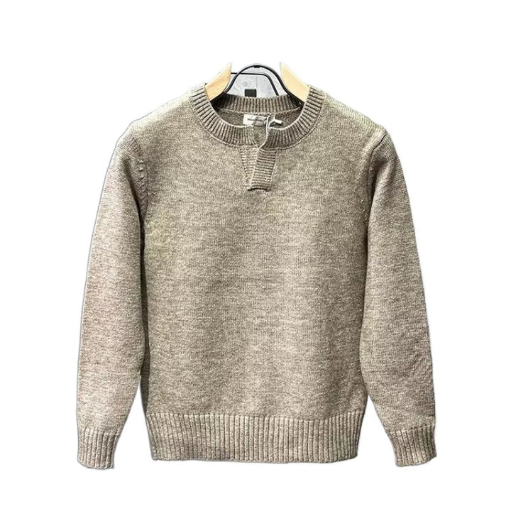 Ladies Cozy Knitted Sweater with Collar Mune Fashion