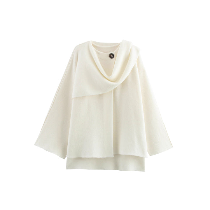 Women's cape with asymmetrical fall, stand-up collar and wool blend Mune Fashion