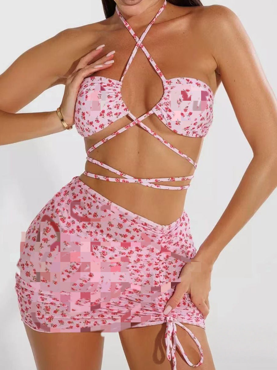 Women's bandeau bikini with adjustable lacing details and matching wrap skirt Mune Fashion