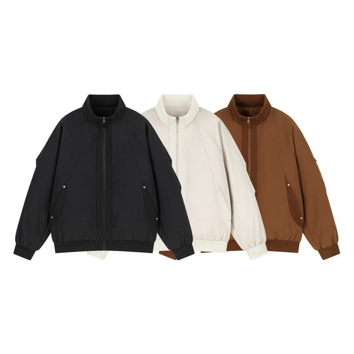Women's Oversize Bomber Jacket with Raglan Sleeves, Stand Collar and Slip Pockets Mune Fashion